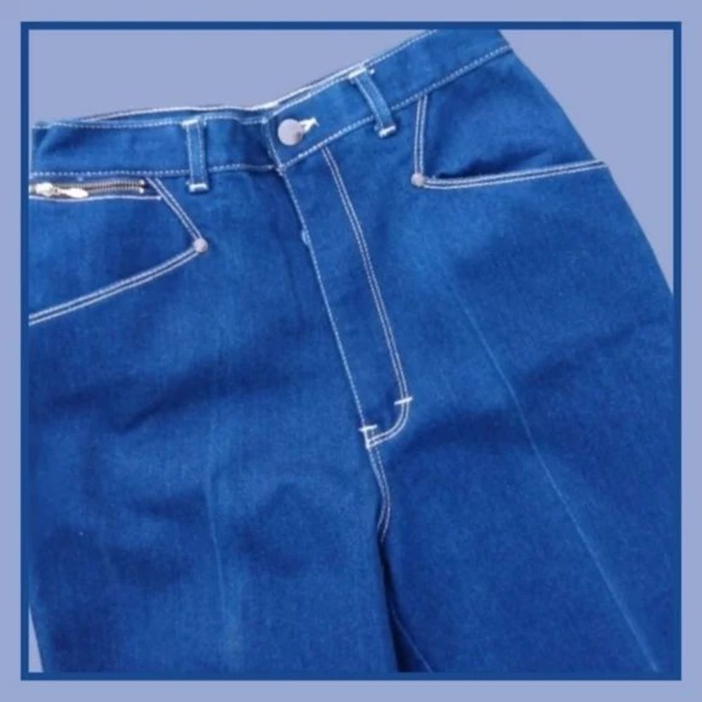 Gitano 1980s Vintage High Waist Tapered Leg Blue Jeans